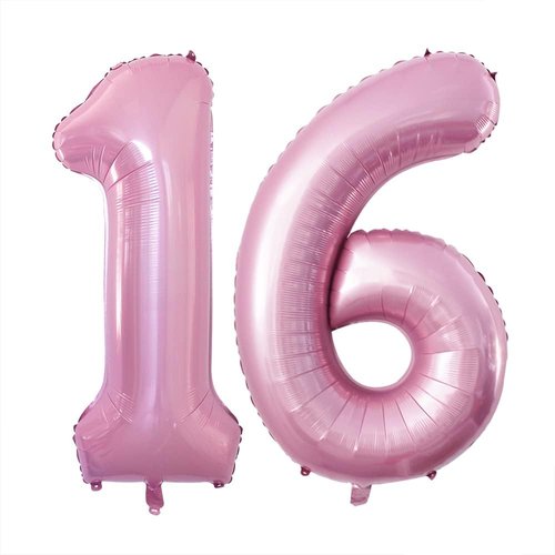 GOER Jumbo 16 Balloons - Sweet 16 Birthday Party Decorations | 42 Inch Light Pink Foil Helium Balloons