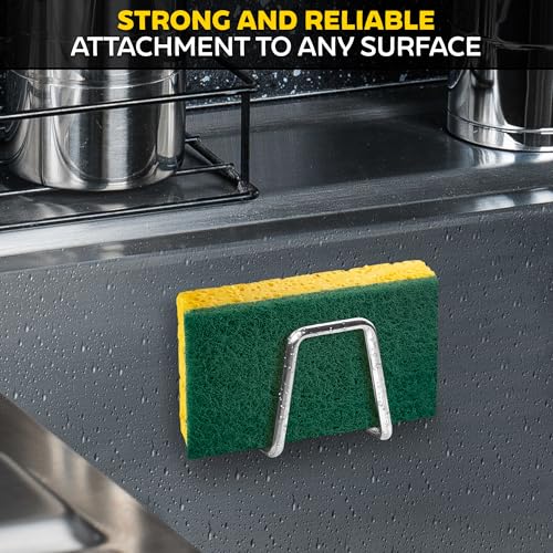 NADOBA Silver Stainless Steel Sink Sponge Holder Rust-Resistant Kitchen Organizer