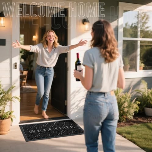Yimobra Welcome Door Mat - 29.5x17in Non-Slip, Dirt Trapping Design
