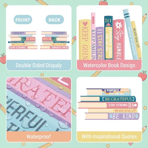 Tenceur Boho Classroom Window Clings, 8 Sheets Reading Decor, Bright Color