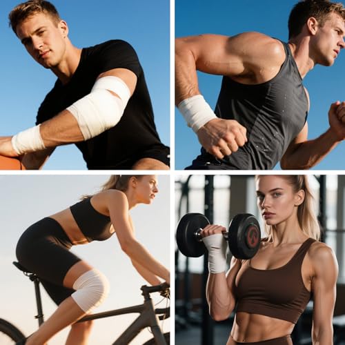 8 Pack Athletic Tape, White Sports Tape, Easy Tear Wrist Tape, Strong Adhesion Tapes for Boxing, Gymnastics, Hockey, Soccer, Lacrosse and First Aid(1.5in x 184ft Total)