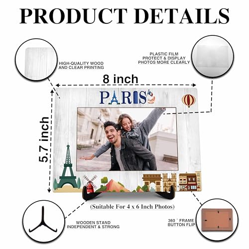 Wooden Desktop Photo Frame 6x8 for Paris Memories