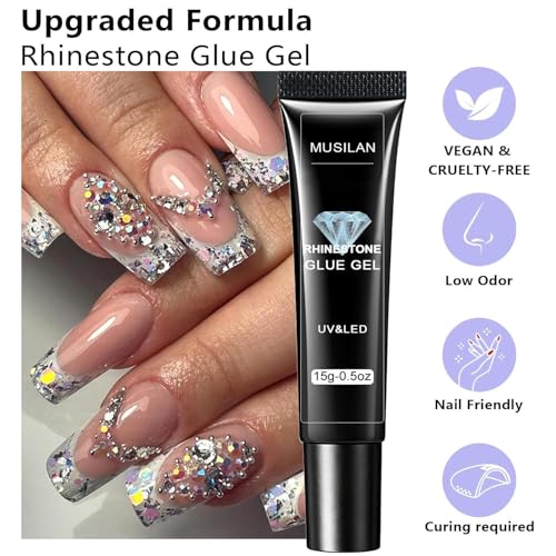 MUSILAN Rhinestone Nail Glue Gel - Super Strong 3D Gem & Charm Adhesive
