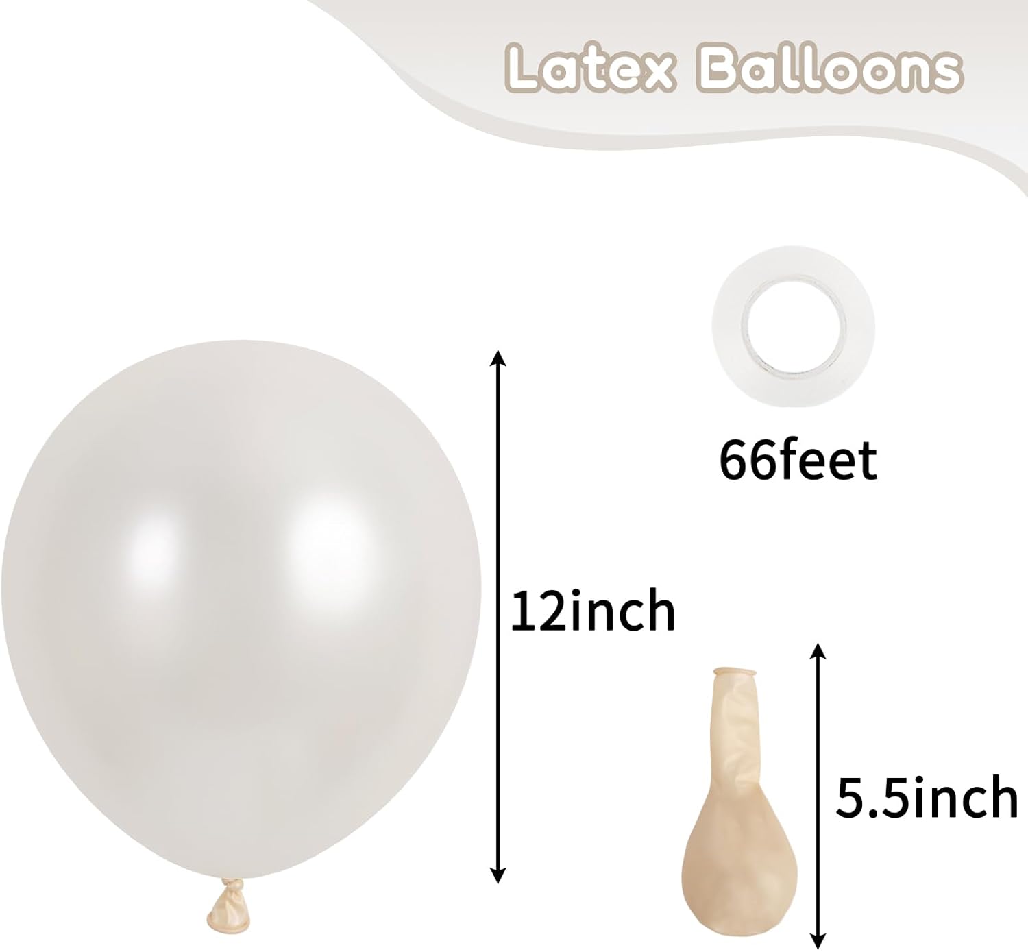 RUBFAC Pearl White Balloons - 120 Pack 12-Inch Latex Balloons for Weddings & Parties | Elegant Decor
