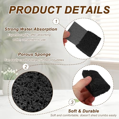 uxcell Black Cellulose Sponges - 6 Pcs Non-Scratch Kitchen & Bathroom Cleaning Scrubbers