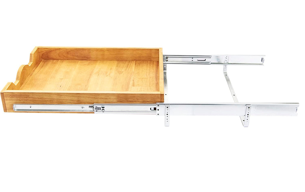 DINDON 1 Tier Pull Out Cabinet Organizer (11" W x 21" D) Single Tier Heavy Duty Sliding Wood Drawer Under Cabinet Shelf Organization Storage