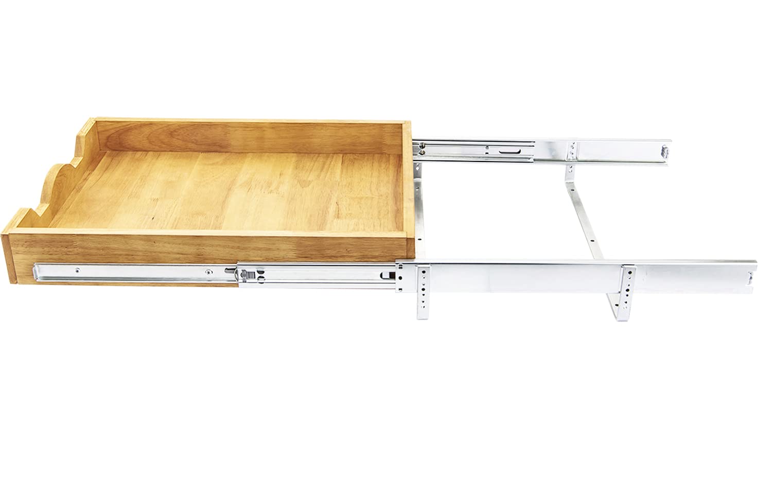 DINDON 1 Tier Pull Out Cabinet Organizer (11" W x 21" D) Single Tier Heavy Duty Sliding Wood Drawer Under Cabinet Shelf Organization Storage