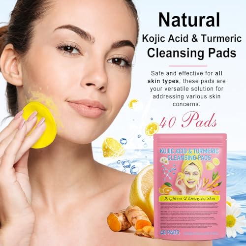 Turmeric Kojic Acid Cleansing Pads 2 Pack Exfoliating Facial Wipes