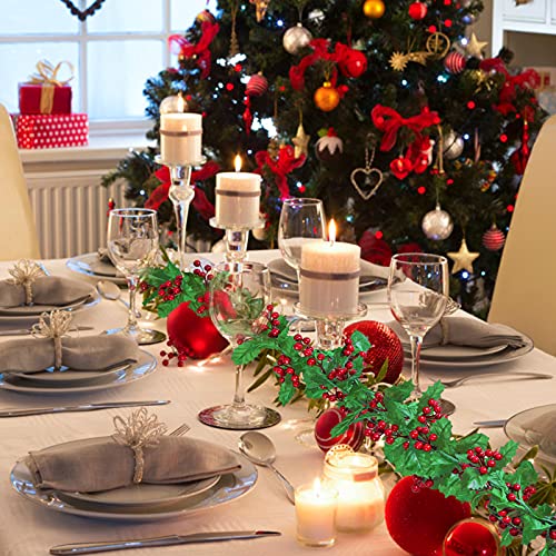 6FT Red Berry Holly Christmas Garland with Lights - Battery Operated