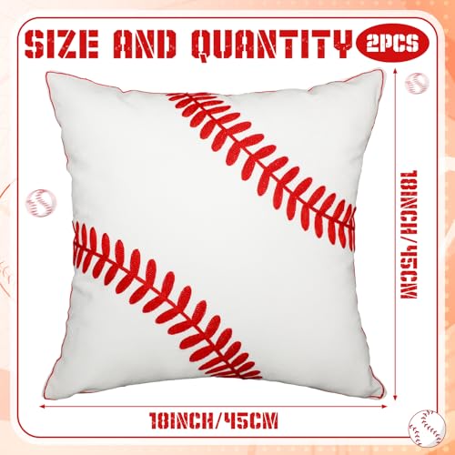Breling Baseball Themed Throw Pillow Covers - 18x18 Inch Plush Set