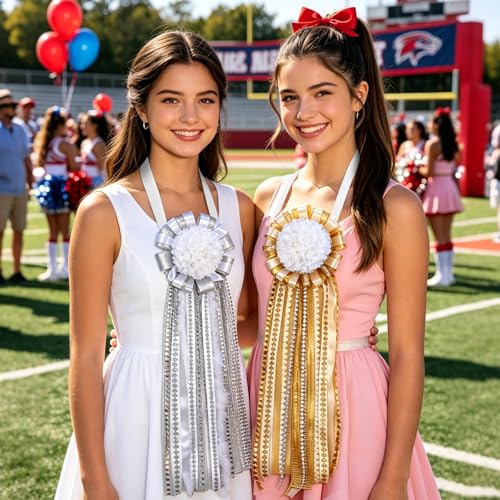AUGSUN White Adjustable Homecoming Mum Neck Straps - 6 Pack