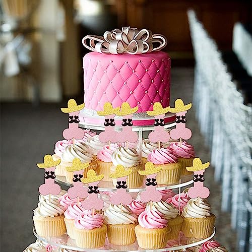 24 PCS Bachelor Party Cupcake Toppers with Hat & Beard - Fun Cake Decorations