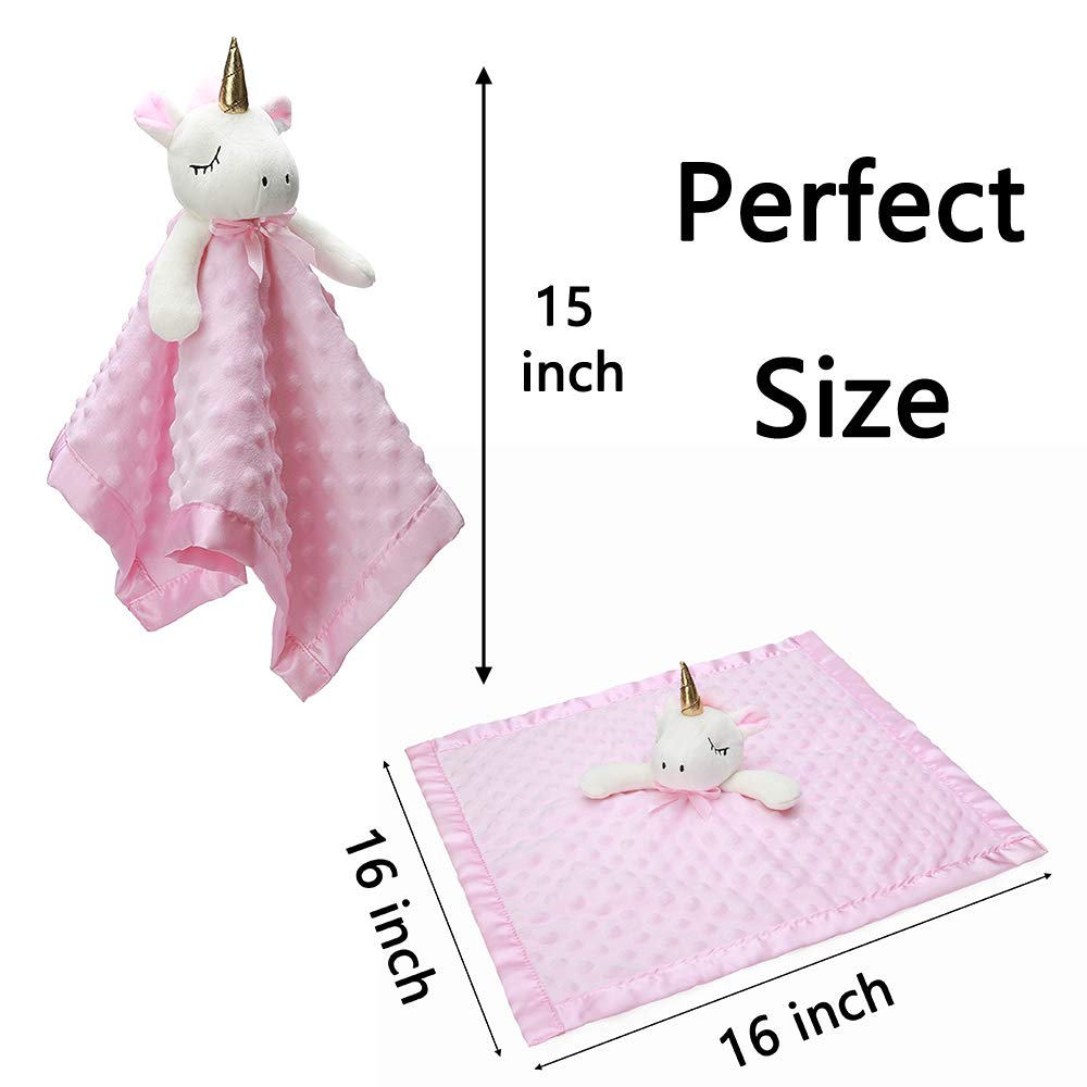 Pro Goleem Unicorn Lovey | Soft Plush Pink Security Blanket for Babies | 16-Inch Snuggle Toy