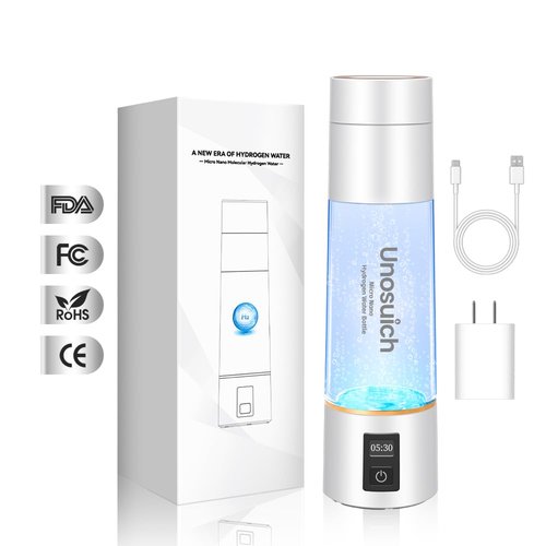 Unosuich Hydrogen Water Bottle Generator - Up to 5000PPB High Concentration, SPE & PEM Tech for Pure Hydrogen, Portable Rechargeable Ionizer for Travel & Home, Healthy Antioxidant Gift