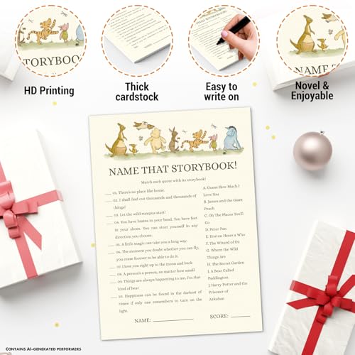 Pooh Bear Baby Shower Name That Storybook Game - SSS Edition (20 Cards)