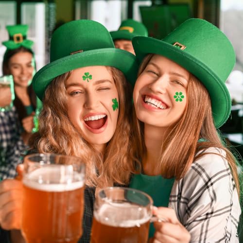 St. Patrick's Day Temporary Tattoos - 15 Sheets Shamrock Face Stickers