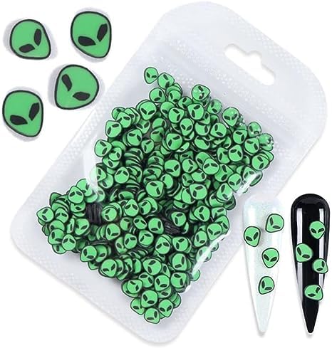 Galyacht 3D Green Alien Slices Polymer Clay Nail Art Charms