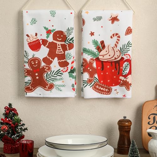 Gingerbread Christmas Kitchen Towels Set of 2 - 18x26 Inches