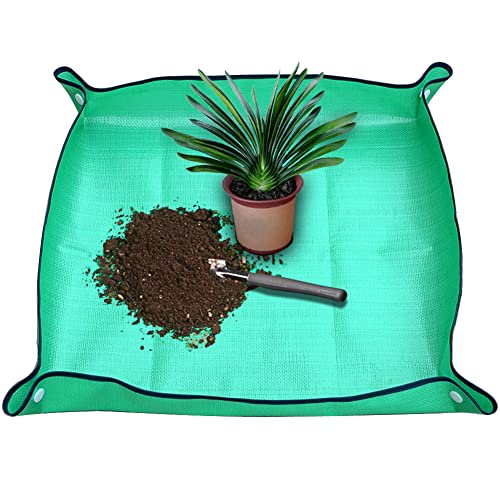 SisBroo Foldable Plant Repotting Mat, Waterproof Gardening Tarp (Green)
