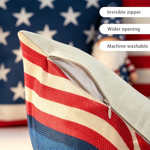 QPIXVB 18x18 Patriotic Throw Pillow Covers Set of 4 Red White Blue Outdoor Home Decor