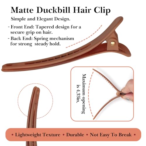 Zoolinn Matte Duckbill Hair Clips 12-Pack - No-Crease Sectioning Barrettes