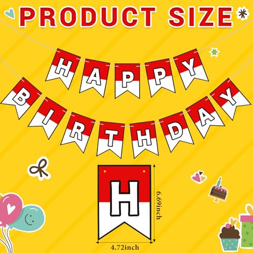 Vibrant Cartoon Anime Birthday Banner - Red & White Party Decor