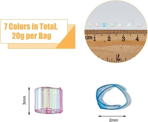 DICOSMETIC Crispy Bingsu Beads - 7 Bags of 140g Iridescent 3D Glitter Slime Beads | Crunchy Microbead Assortment