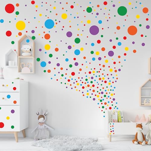 Rainbow Polka Dot Wall Decals for Kids - Removable Vinyl Stickers