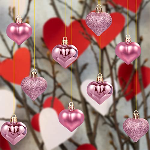 36pcs Rose Gold Heart Ornaments for Valentine's Day Decor