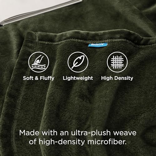 Bedsure Olive Green GentleSoft Fleece Throw Blanket 50x60"