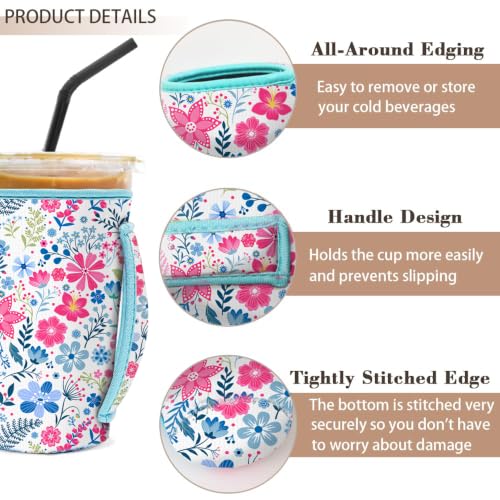 3-Pack Iced Coffee Sleeve Set - Flower Cluster Neoprene Cup Holders