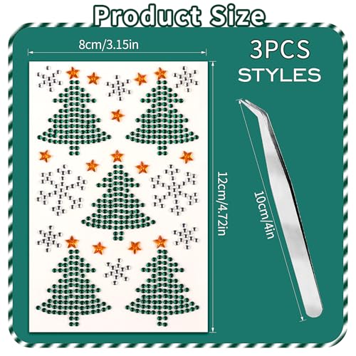 XIELIME Christmas Face Gems Self-Adhesive Rhinestone Stickers