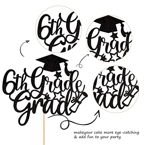 6th Grade Graduation Cake Topper - Class of 2026 Glitter Design