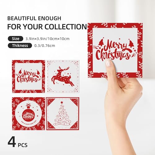 Christmas Ceramic Coaster Set with Snowflake & Tree Designs - 4 Pieces Variation of THIS listing