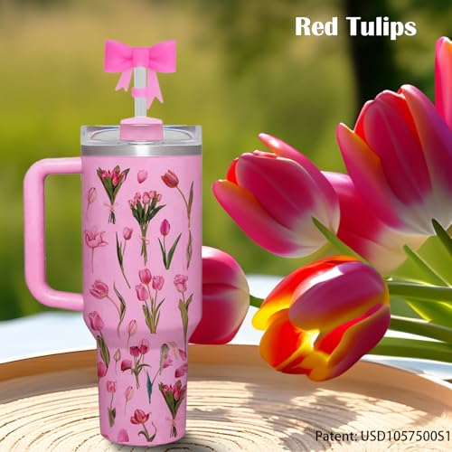 Waterproof Flower Stickers & Bow Straw Covers for Stanley Cup Tumblers