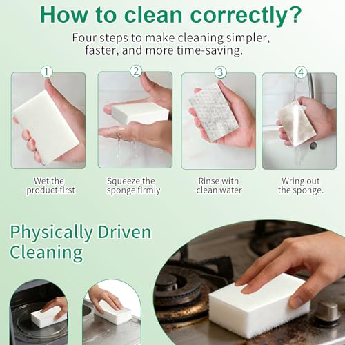 Oobathy Magic Cleaning Sponges 50 Pack - Heavy-Duty Melamine Erasers for Kitchen & Bathroom