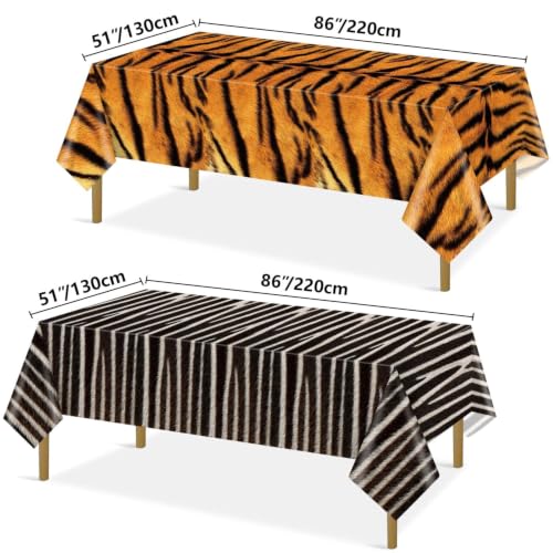 4 Pack Jungle Safari Animal Print Tablecloths - Colorful Wildlife Theme