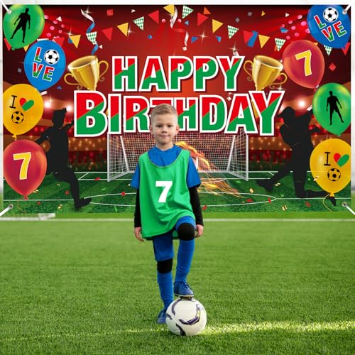 Soccer Birthday Banner - Green Red Happy Birthday Decor 71x44