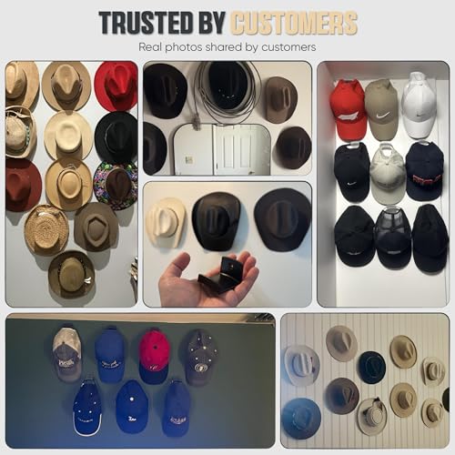 Adhesive Hat Hooks for Wall - Cowboy Hat Rack (6-Pack)