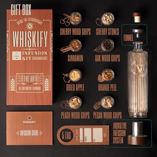 Orange Whiskey Decanter Gift Set for Men - Infusion Kit & Home Bar Accessory