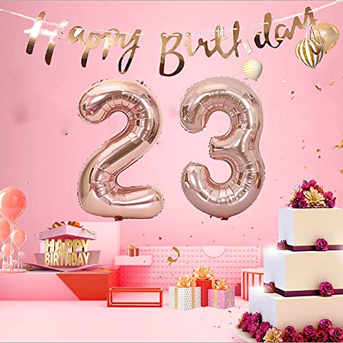 Rose Gold 40th Birthday Decoration Kit - Banner & Balloons