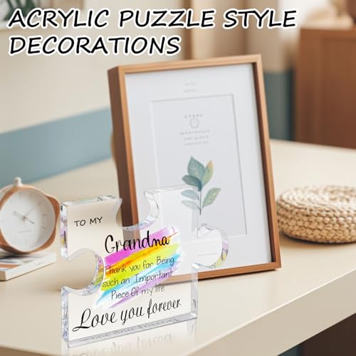 Personalized Engraved Acrylic Photo Puzzle Block for Grandma