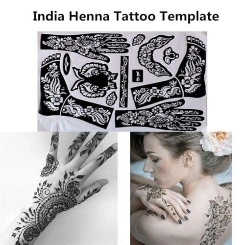 Henna Tattoo Stencils Kit - Reusable Indian & Arabian Body Art Templates