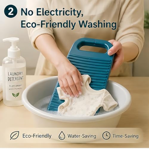 Cansybil Blue Non-Slip Laundry Washboard for Hand Washing - Small