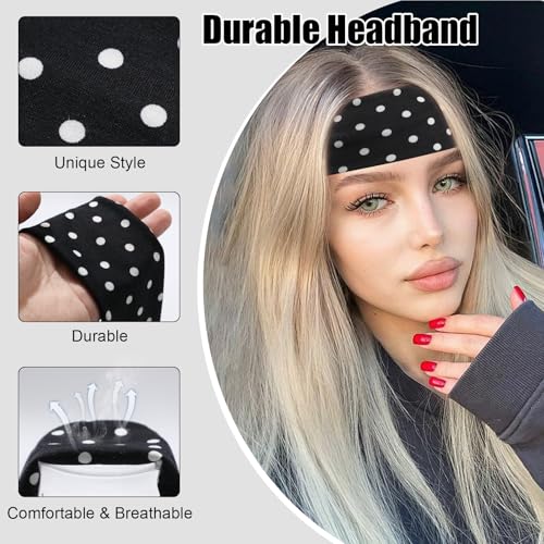 Papasgix Polka Dot Headband for Women Wide Elastic Y2K Hair Band
