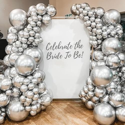 12-Inch Metallic Silver Balloons - 50 Pack for Events