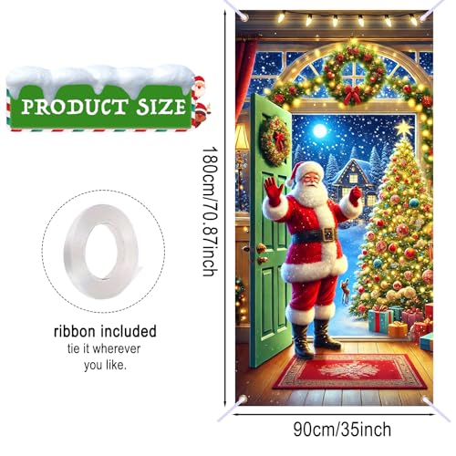 Nuxovilar Santa Claus Christmas Door Cover Banner 35x71 Inches - Variation CC00929