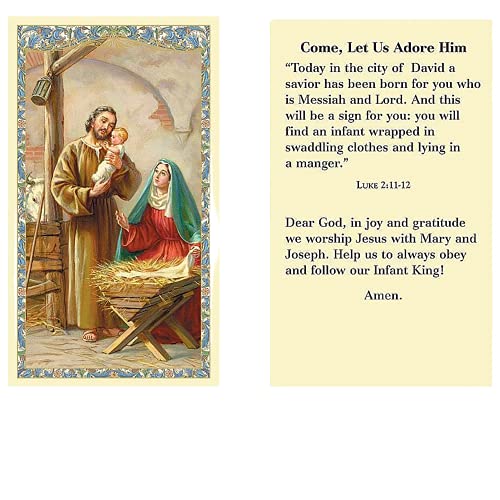 Nativity Prayer Cards Set - Religious Christmas Blessing Cards with Holy Family, 100 Pack