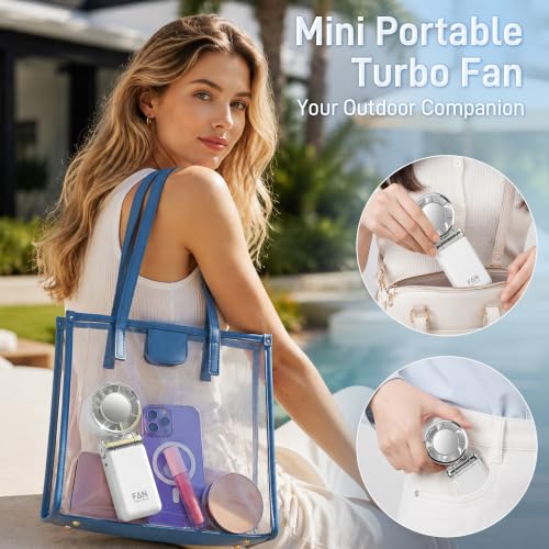 White Portable Handheld Fan Rechargeable Powerful Compact Fan
