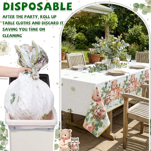 3 Pack Eucalyptus Leaves Baby Shower Tablecloths - 54x108 In